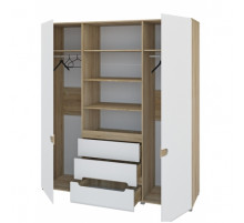 Четырехстворчатый шкаф для одежды и белья с зеркалом в спальню Леонардо МН-026-09 Четырехстворчатый шкаф для одежды и белья с зеркалом в спальню Леонардо МН-026-09